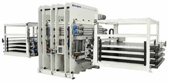 Multi daylight press with in and out feed system